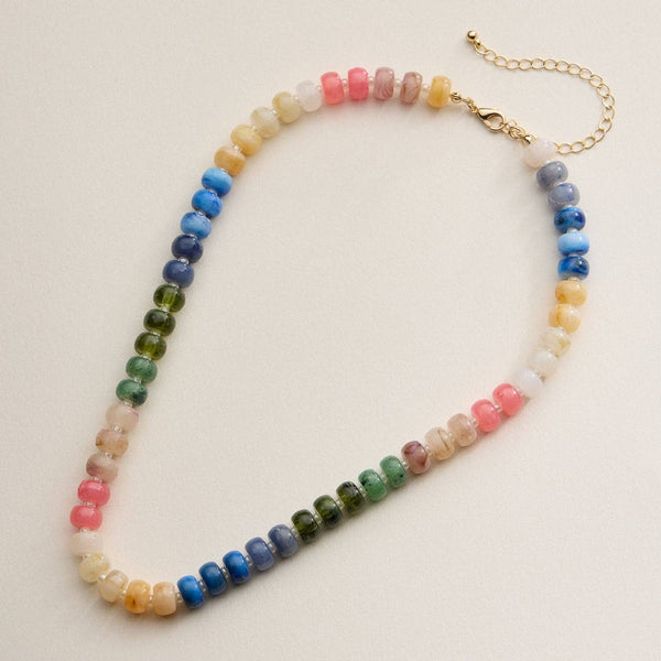 Gradient Color Round Disc Beaded | Necklace