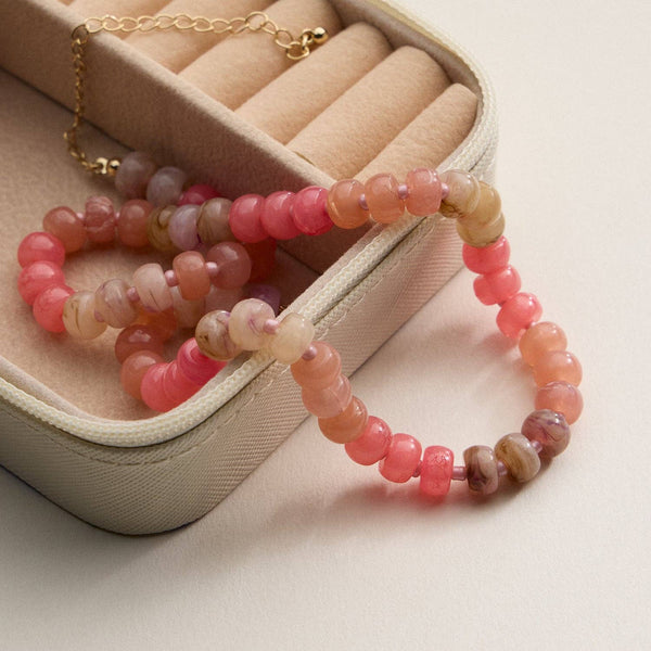 Gradient Color Round Disc Beaded | Necklace