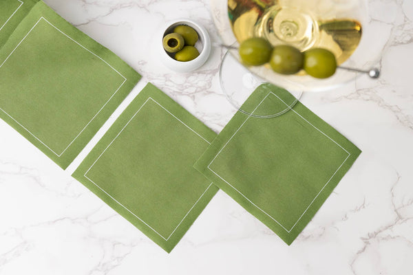 Olive Luxury Disposable 100% Cotton Cocktail Napkins