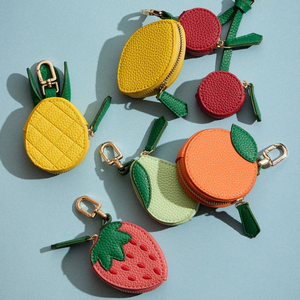 Cherry-Inspired Leather Charm | Dual Zippered Compartments