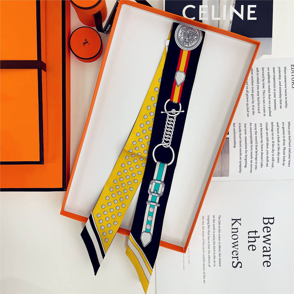 Chain Ribbon Scarf and Round Box