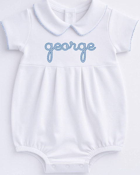 Collared Bubble - White Blue w/mono