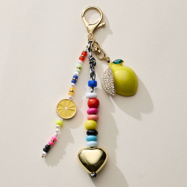 Colorful Lemon Charm Keychain with Enamel Accents