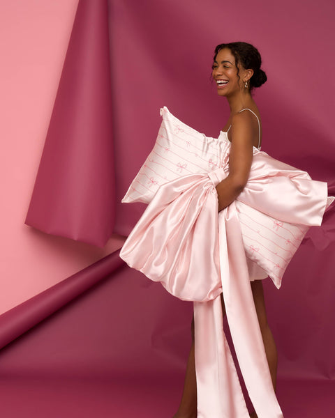 Le Bows Satin Pillowcase with Name