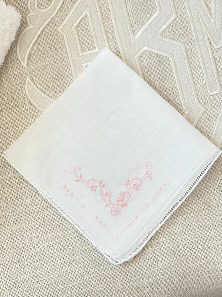 Ladies Handkerchief with Pink Floral