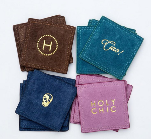 Penny Suede Coaster Set of 4 with initial